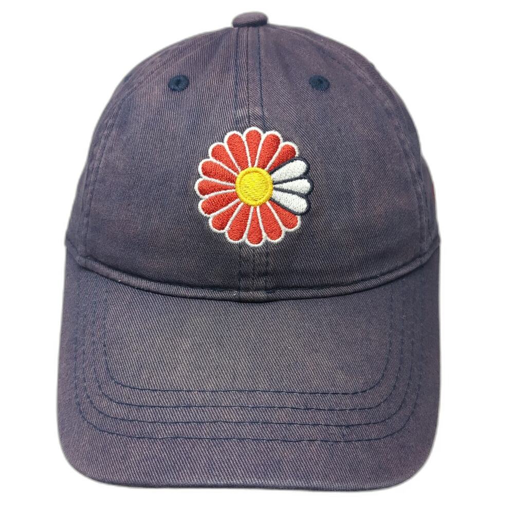 Aksels Baseball Cap Blue One Size Flower Logo Slideback Hat Red Yellow White